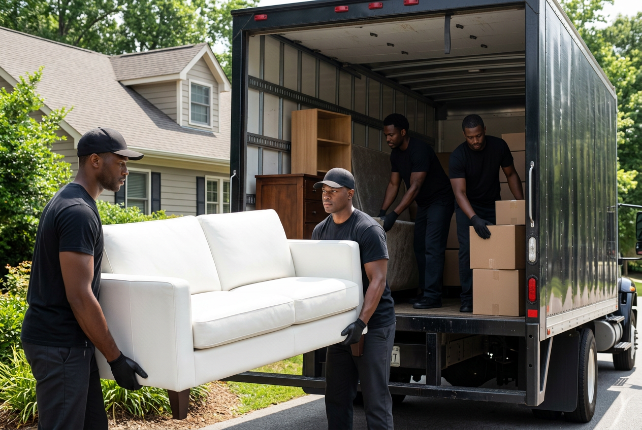 NSL team hauling furniture and junk into a removal truck